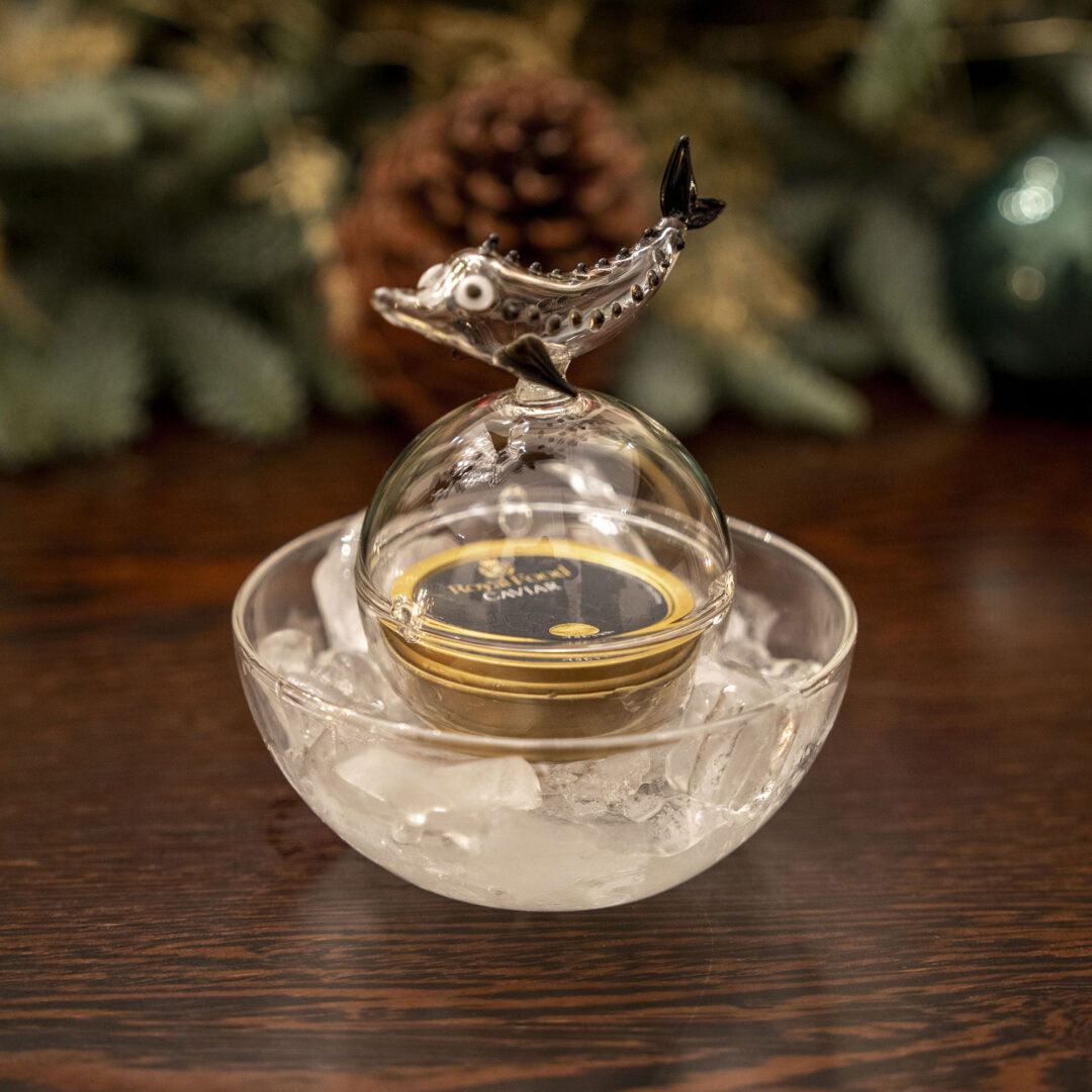 Porta caviale artigianale in vetro borosilicato veneziano